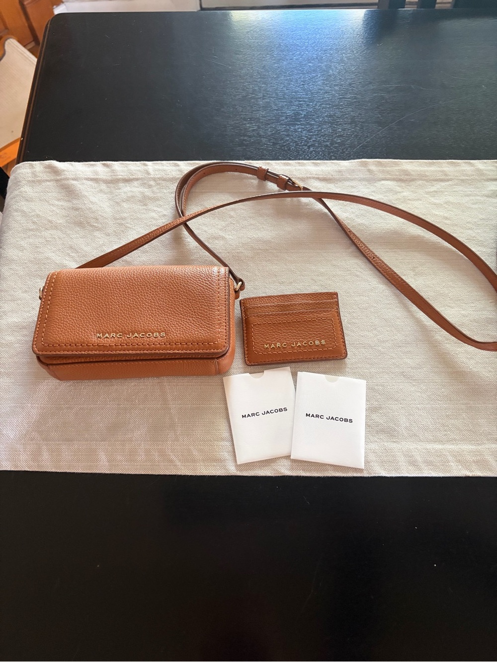 Marc Jacobs Tan Pebbled Leather Crossbody with Card Case